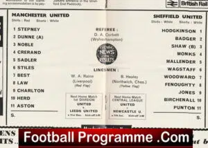 Manchester United v Sheffield United 1966 – Man Utd Programme