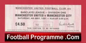 Manchester United v Manchester City 1991 – Man Utd Tickets