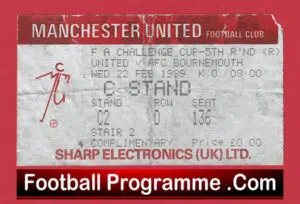 Manchester United v Bournemouth 1989 – Football Ticket FA Cup