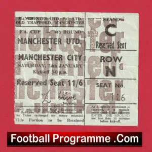 Manchester United v Manchester City 1970 – FA Cup Ticket