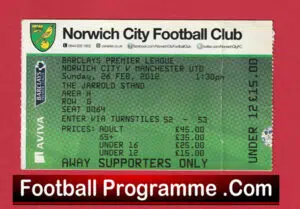 Norwich City v Manchester United 2012 – Match Ticket