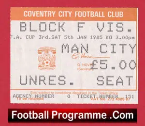 Coventry City v Manchester United 1985 – Football Match Ticket