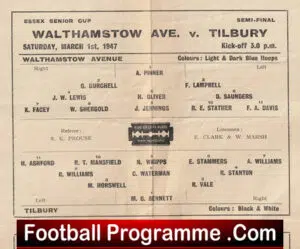 Walthamstow Avenue v Tilbury 1947 – Essex Senior Cup at Romford