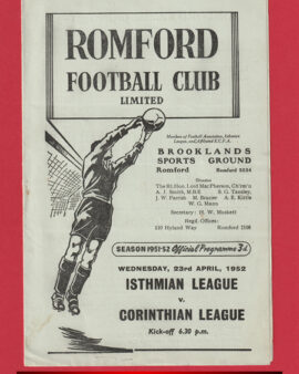 Isthmian League v Corinthian League 1952 – at Romford