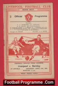 Liverpool v Burnley 1951 – Football Memorabilia 50s