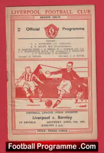 Liverpool v Burnley 1951 – Football Memorabilia 50s