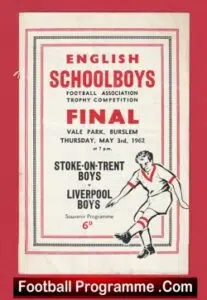 Liverpool Boys v Stoke Boys 1962 – Cup Final Second Leg