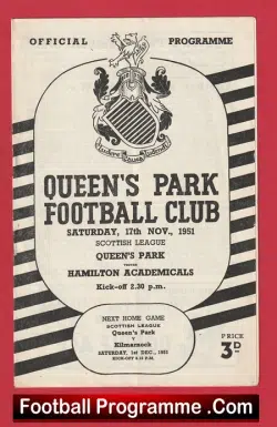 Queens Park v Hamilton Academical 1951 - Scotland