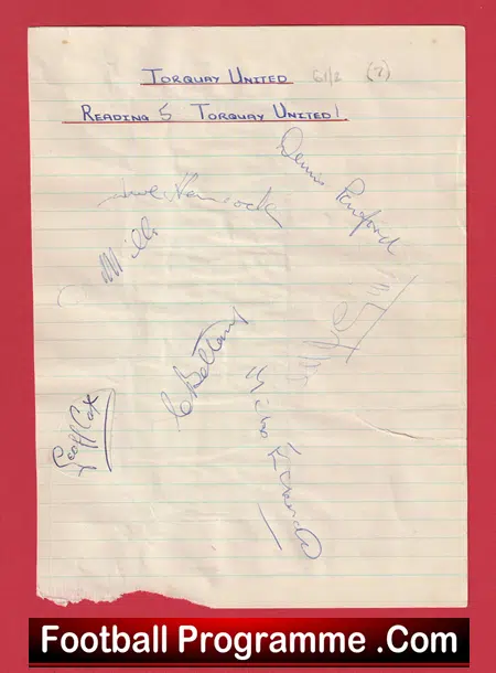 Torquay United Football Club Multi Autographed Signed Sheet 1961 - 1962 - Image 2