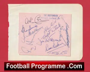 Portsmouth FC 1962 – 1963 – Multi Signed Autographed Sheet
