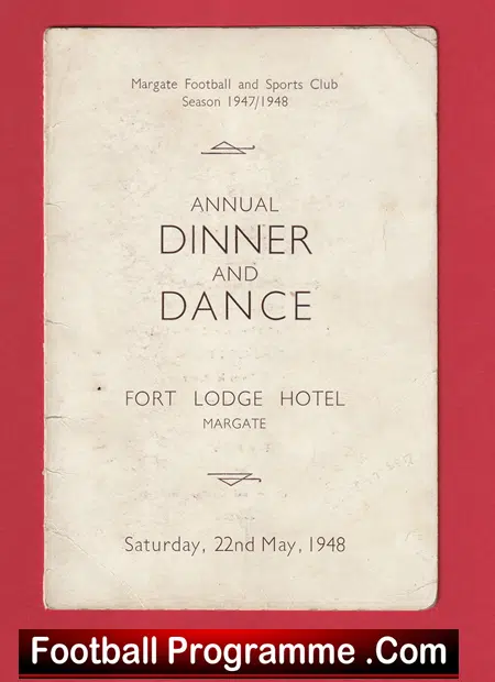 Margate Football Club Annual Dinner Dance Menu 1948 - Multi Signed - Image 2