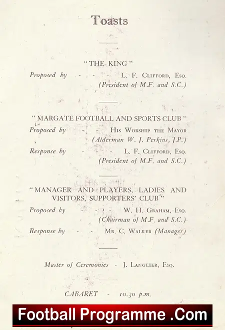 Margate Football Club Annual Dinner Dance Menu 1948 - Multi Signed - Image 4