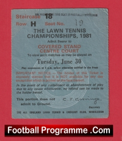 British Lawn Tennis Championships 1981 – Wembley TICKET