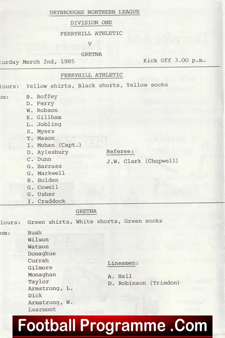 Ferryhill Athletic v Gretna 1985 - Image 3