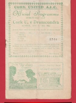 Cork United v Drumcondra 1946 – Ireland Football Programme 1940’s