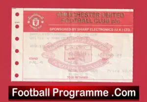 Manchester United v Manchester City 1992 – Man Utd Ticket