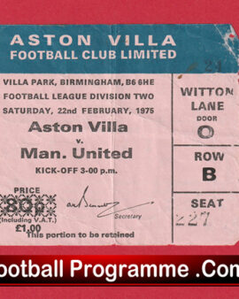 Aston Villa v Manchester United 1975 – Ticket Stub 2nd Division