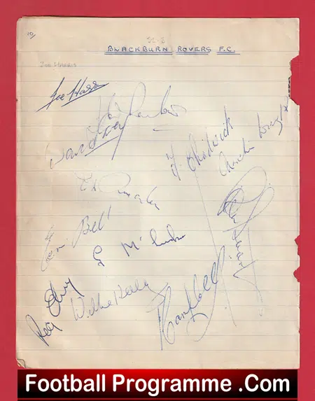 Blackburn Rovers 1952 - 1953 - Multi Signed Autographed Sheet - Image 2