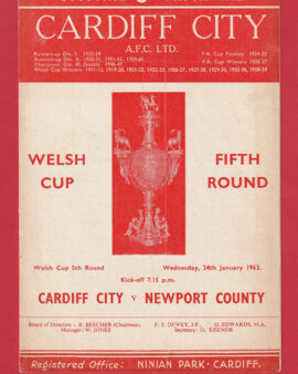 Cardiff City v Newport County 1962 – Welsh Cup