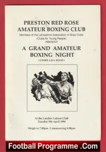 Boxing – Preston Red Rose Amateur – 1994 Signed Johnny Sullivan