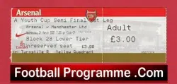 Arsenal v Manchester United 2007 – Ticket Youth Cup Semi Final