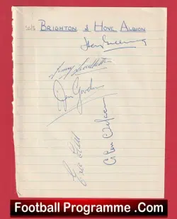 Brighton Hove Albion Football Club Multi Autographed Signed Sheet 1952 - 1953 - football programme