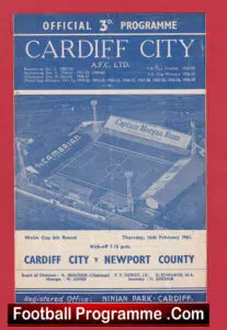 Cardiff City v Newport County 1961 – Welsh Cup