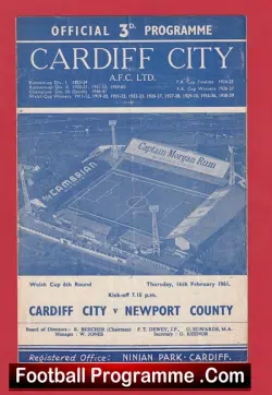 Cardiff City v Newport County 1961 – Welsh Cup