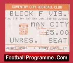Coventry City v Manchester United 1985 – Football Match Ticket