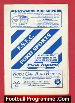 Ford Sports v Baker Perkins 1986 - football programme