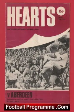 Heart Of Midlothian v Aberdeen1978 – Scotland Programme