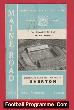 Manchester City v Everton 1966 - Signed Autographed - football programme