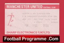 Manchester United v Bournemouth 1989 – Match Ticket