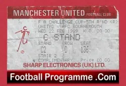 Manchester United v Bournemouth 1989 – Football Ticket FA Cup