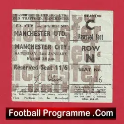 Manchester United v Manchester City 1970 – FA Cup Ticket