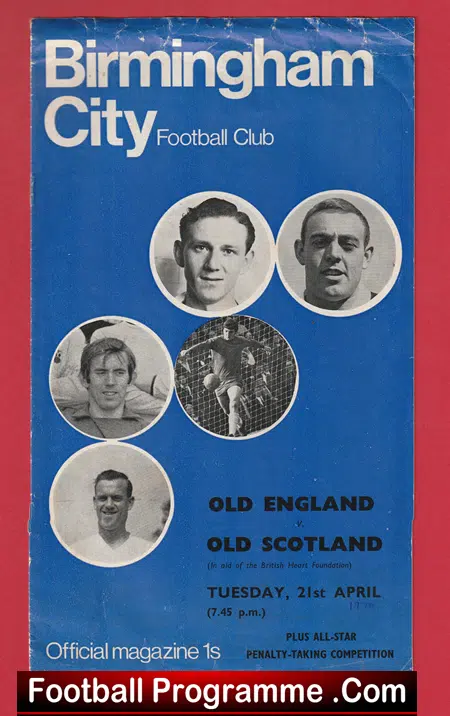 Old England v Scotland 1970 - football programme