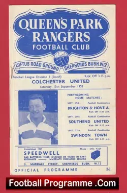 Queens Park Rangers v Colchester United 1952 - QPR - football programme