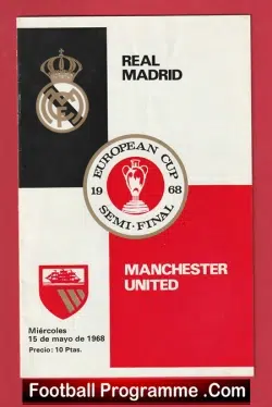 Real Madrid v Manchester United 1968 - European Cup Semi Final - football programme