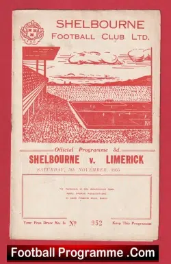 Shelbourne v Limerick 1955 - Ireland - football programme