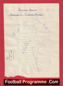 Torquay United Football Club Multi Autographed Signed Sheet 1961 – 1962
