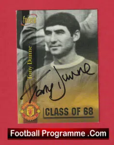 Manchester United Tony Dunne Autographed Futera Football Card Man Utd