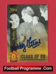 Manchester United Nobby Stiles Autographed Futera Football Card Man Utd