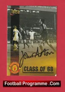 Manchester United John Aston Autographed Futera Football Card Man Utd