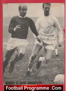 Manchester United Bobby Charlton + Jack Charlton Autograph Signed Man Utd