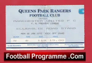 Queens Park Rangers v Manchester United 1993 – Ticket Stub