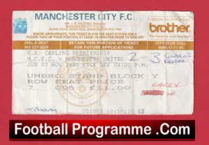 Manchester City v Manchester United 1993 – Football Ticket