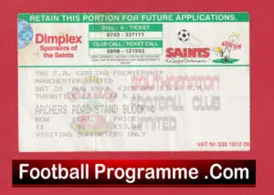 Southampton v Manchester United 1993 – Football Ticket Champions