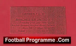 Darwen v Manchester United 1998 – Treble Season Ticket