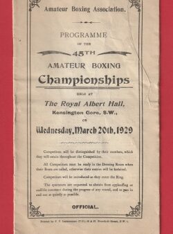 Boxing – Amateur Championships Albert Hall London 1929