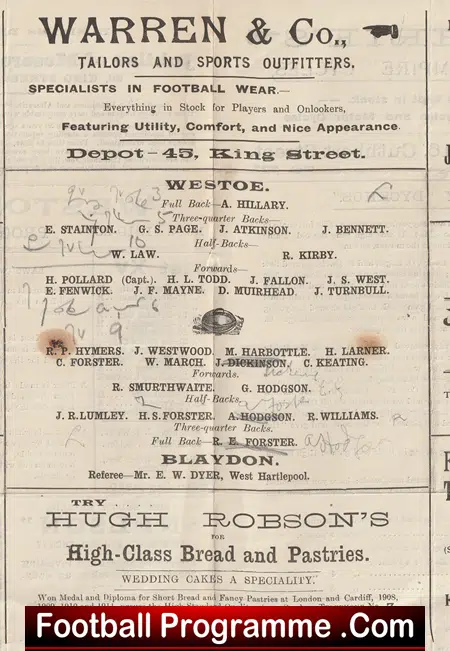 Westoe Rugby v 1920 - 1920's - Image 3